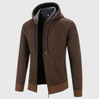 Felpa In Maglia Da Uomo Con Cappuccio Foderato E Zip, immagine 4
