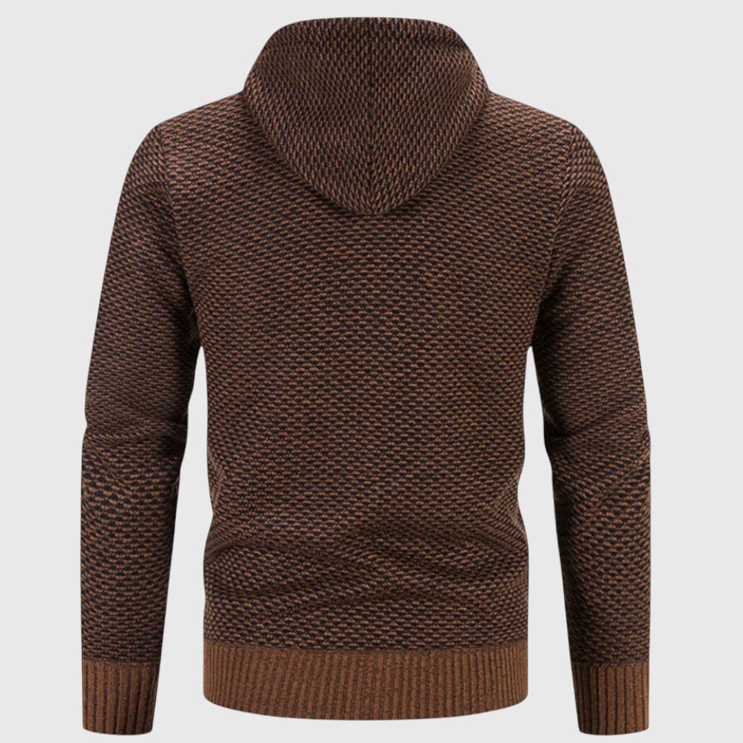 Felpa In Maglia Da Uomo Con Cappuccio Foderato E Zip, immagine 5