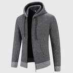 Felpa In Maglia Da Uomo Con Cappuccio Foderato E Zip, immagine 6