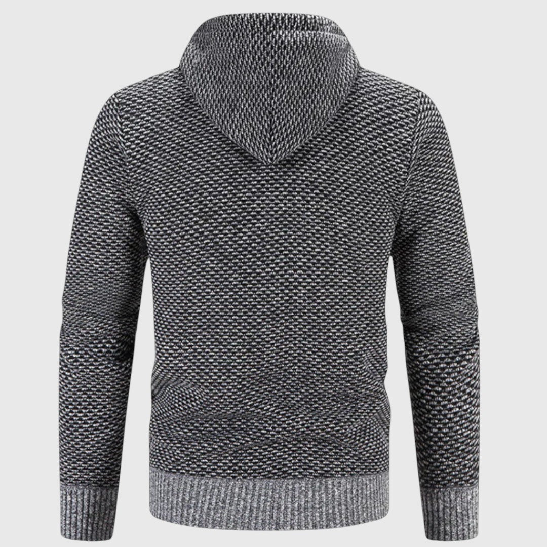 Felpa In Maglia Da Uomo Con Cappuccio Foderato E Zip, immagine 7