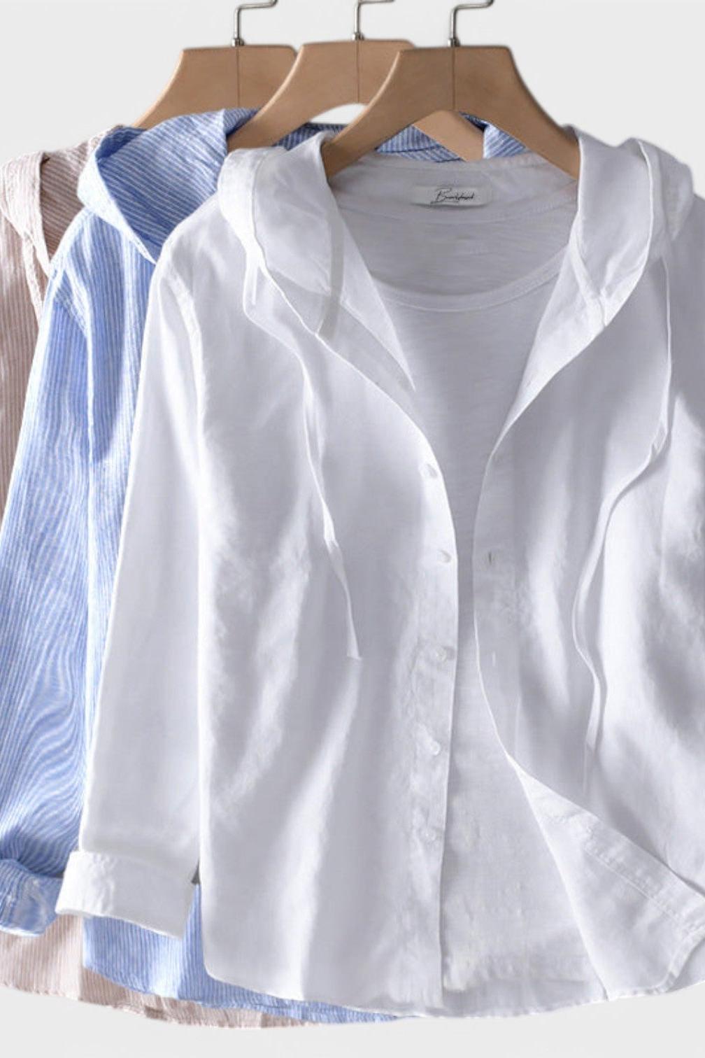 Camicia Casual Da Uomo Con Cappuccio E Bottoni, immagine 2