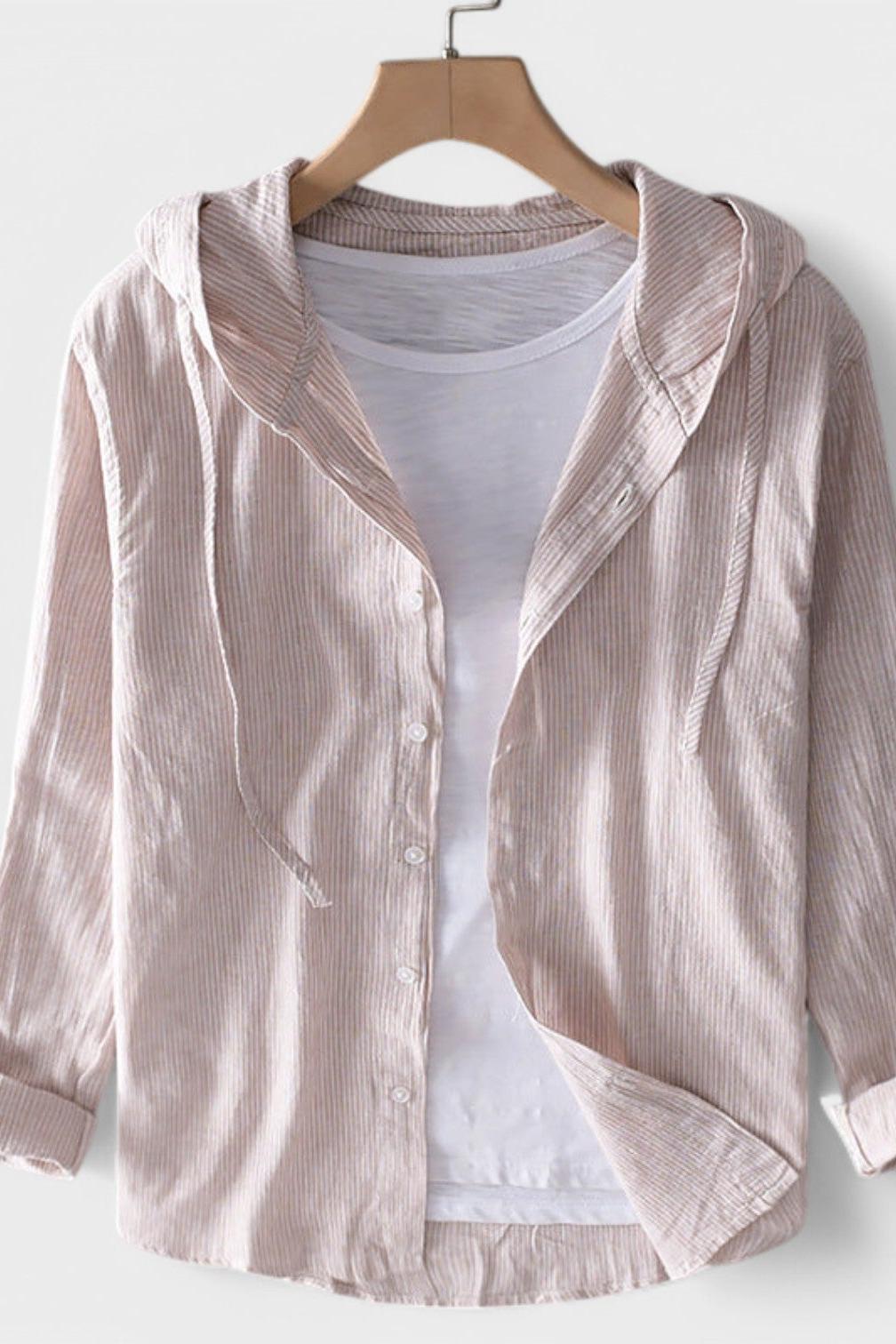 Camicia Casual Da Uomo Con Cappuccio E Bottoni, immagine 3