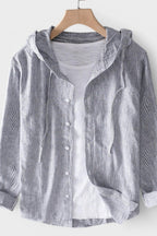 Camicia Casual Da Uomo Con Cappuccio E Bottoni, immagine 4