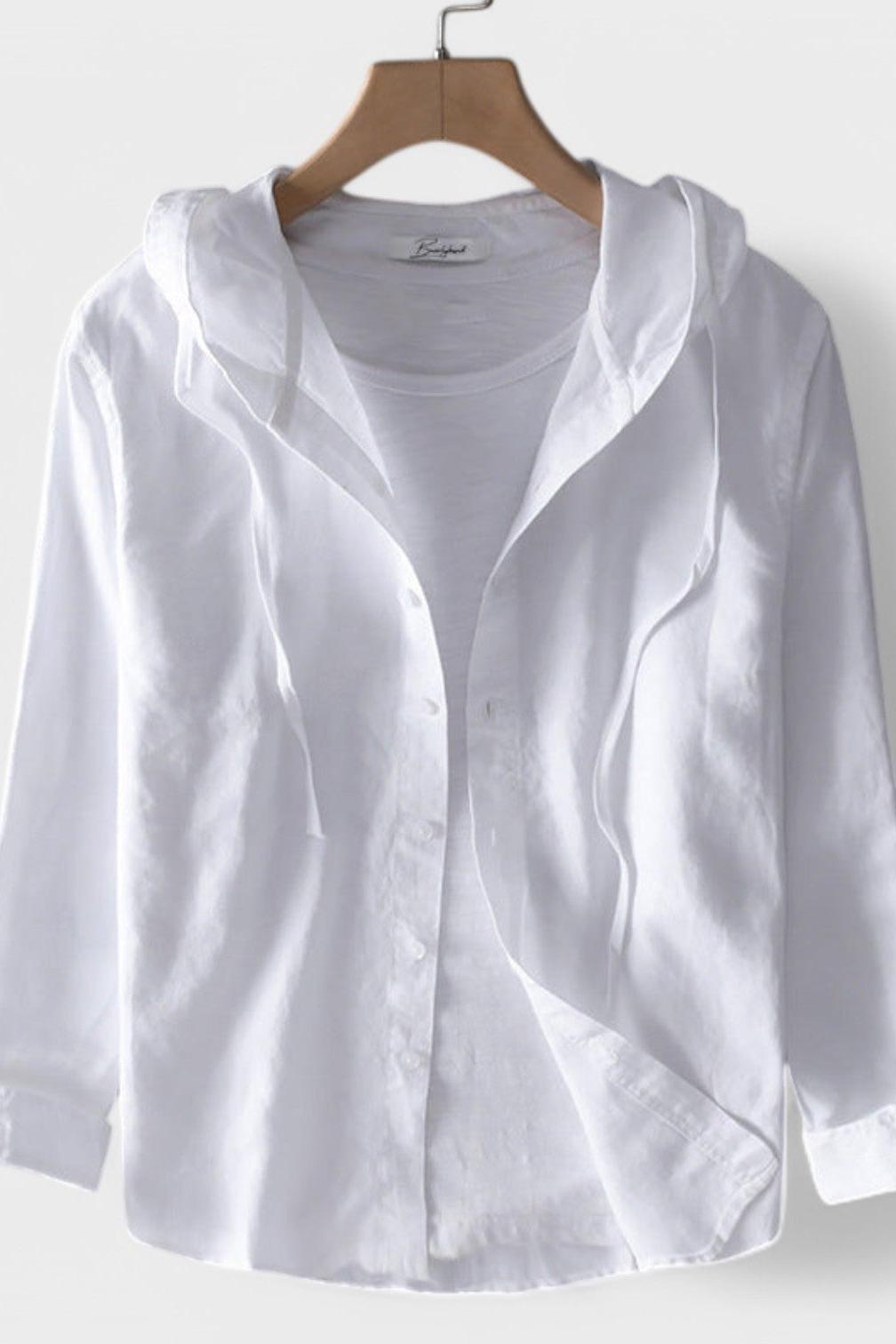 Camicia Casual Da Uomo Con Cappuccio E Bottoni, immagine 5