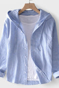 Camicia Casual Da Uomo Con Cappuccio E Bottoni, immagine 1