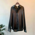 Blusa Satinata Da Donna Con Colletto E Maniche Lunghe, immagine 3