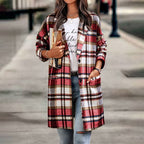 Cappotto A Quadri Da Donna Con Bottoni E Tasche, immagine 2