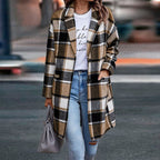 Cappotto A Quadri Da Donna Con Bottoni E Tasche, immagine 3