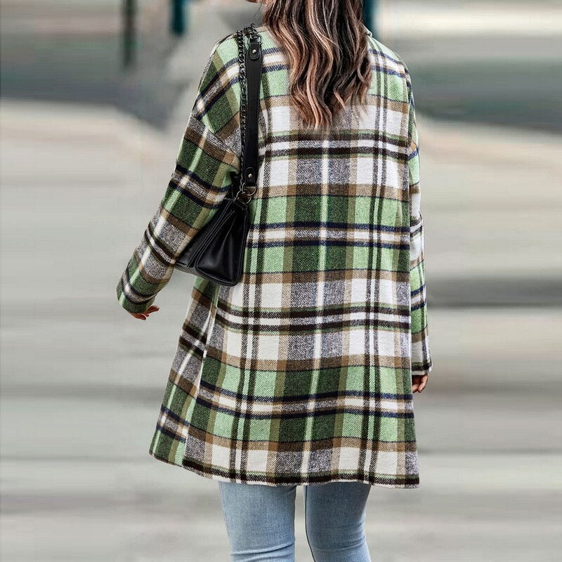 Cappotto A Quadri Da Donna Con Bottoni E Tasche, immagine 8