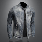 Giacca Biker Da Uomo Effetto Vintage Con Zip Frontale, immagine 2