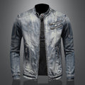 Giacca Biker Da Uomo Effetto Vintage Con Zip Frontale, immagine 1