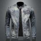 Giacca Biker Da Uomo Effetto Vintage Con Zip Frontale, immagine 1
