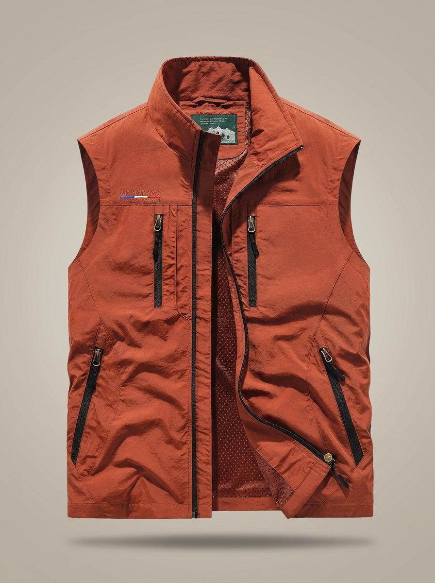 Gilet Utility Da Uomo Con Collo Alto E Tasche Con Zip, immagine 2