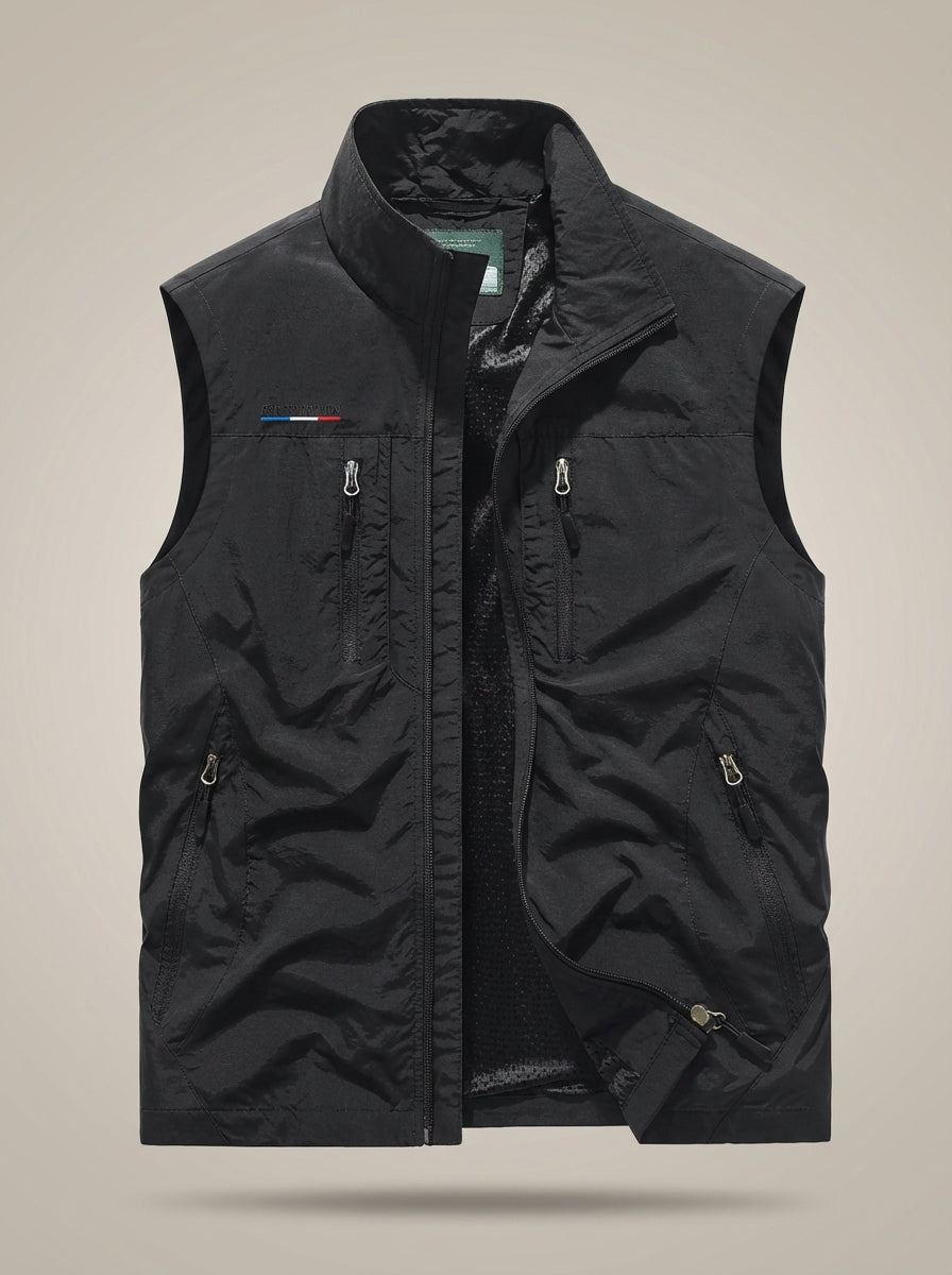 Gilet Utility Da Uomo Con Collo Alto E Tasche Con Zip, immagine 4