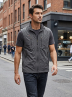 Gilet Utility Da Uomo Con Collo Alto E Tasche Con Zip, immagine 5