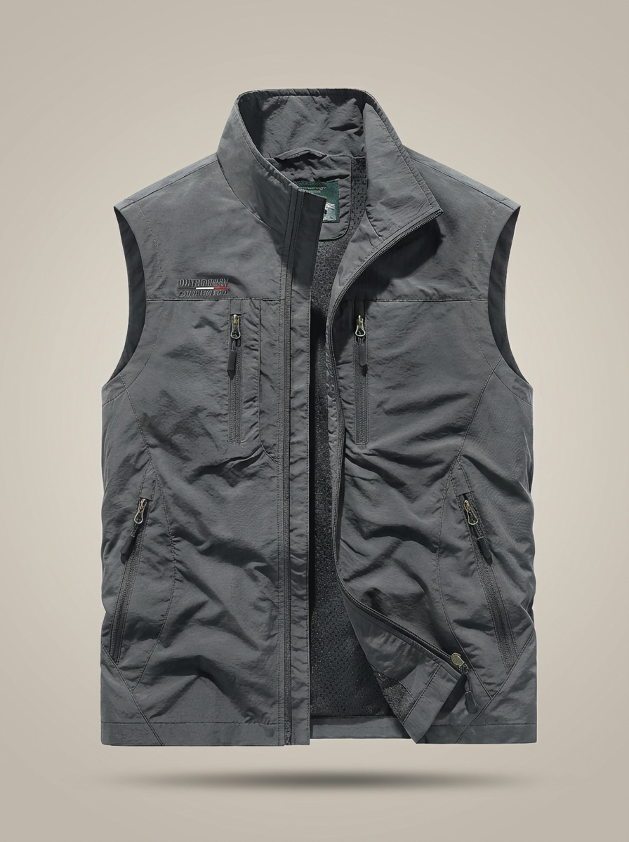 Gilet Utility Da Uomo Con Collo Alto E Tasche Con Zip, immagine 6
