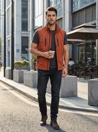 Gilet Utility Da Uomo Con Collo Alto E Tasche Con Zip, immagine 1