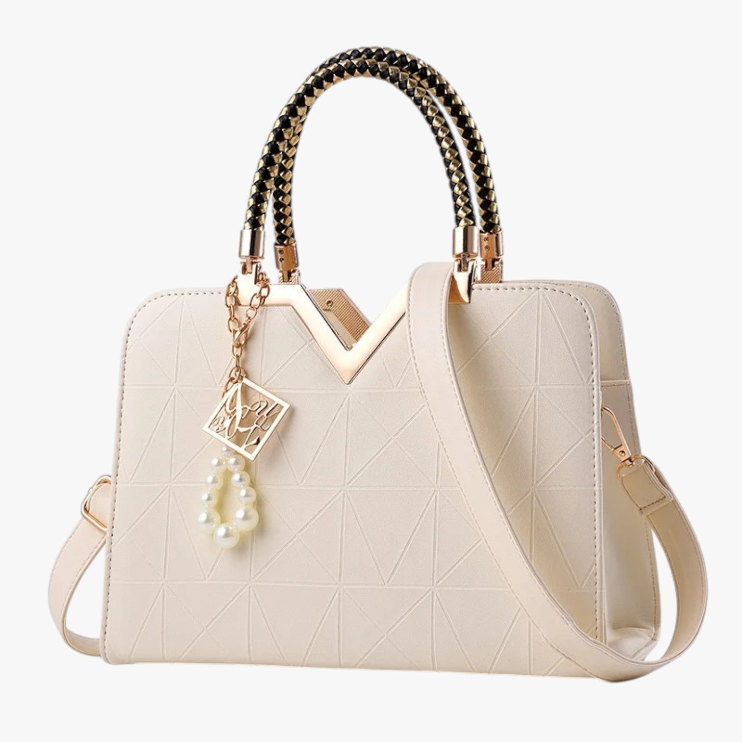 Borsa A Mano Multicolore Con Manici Gioiello Donna — Perla, immagine 8