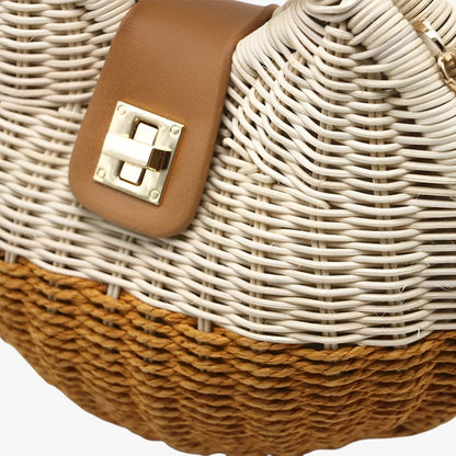 Borsa Rotonda In Paglia Con Tracolla Donna — Ischia, immagine 4