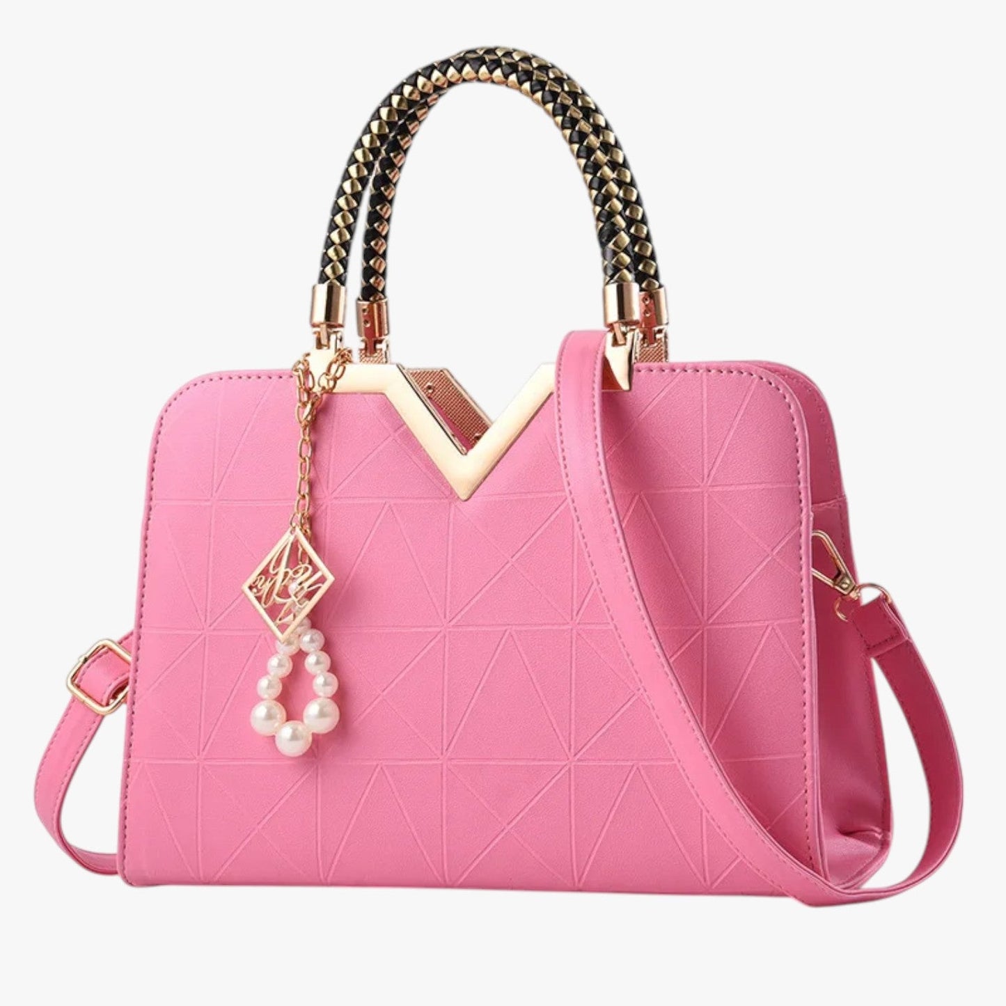 Borsa A Mano Multicolore Con Manici Gioiello Donna — Perla, immagine 7