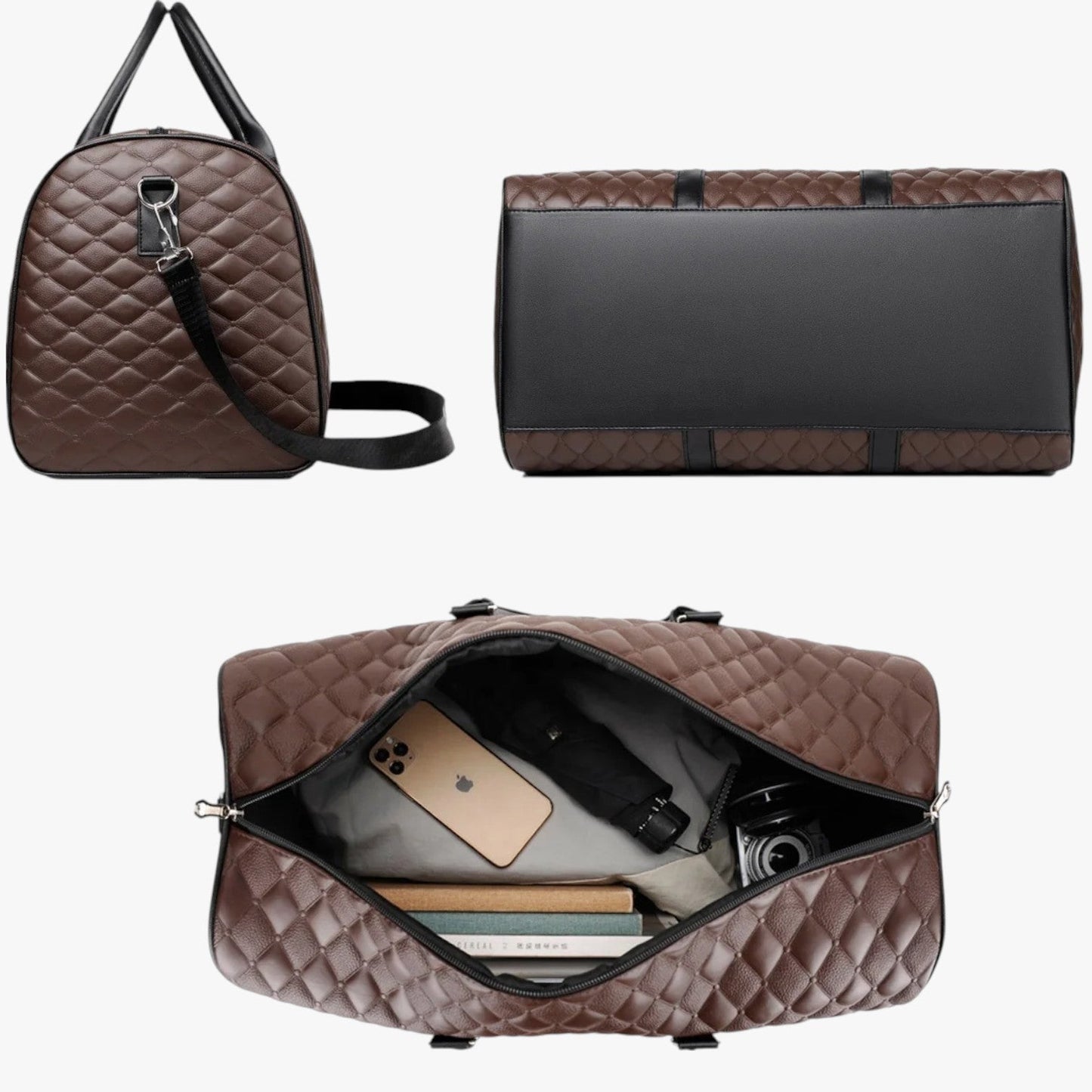 Borsone Da Viaggio Nero Trapuntato Uomo — Ancona, immagine 6