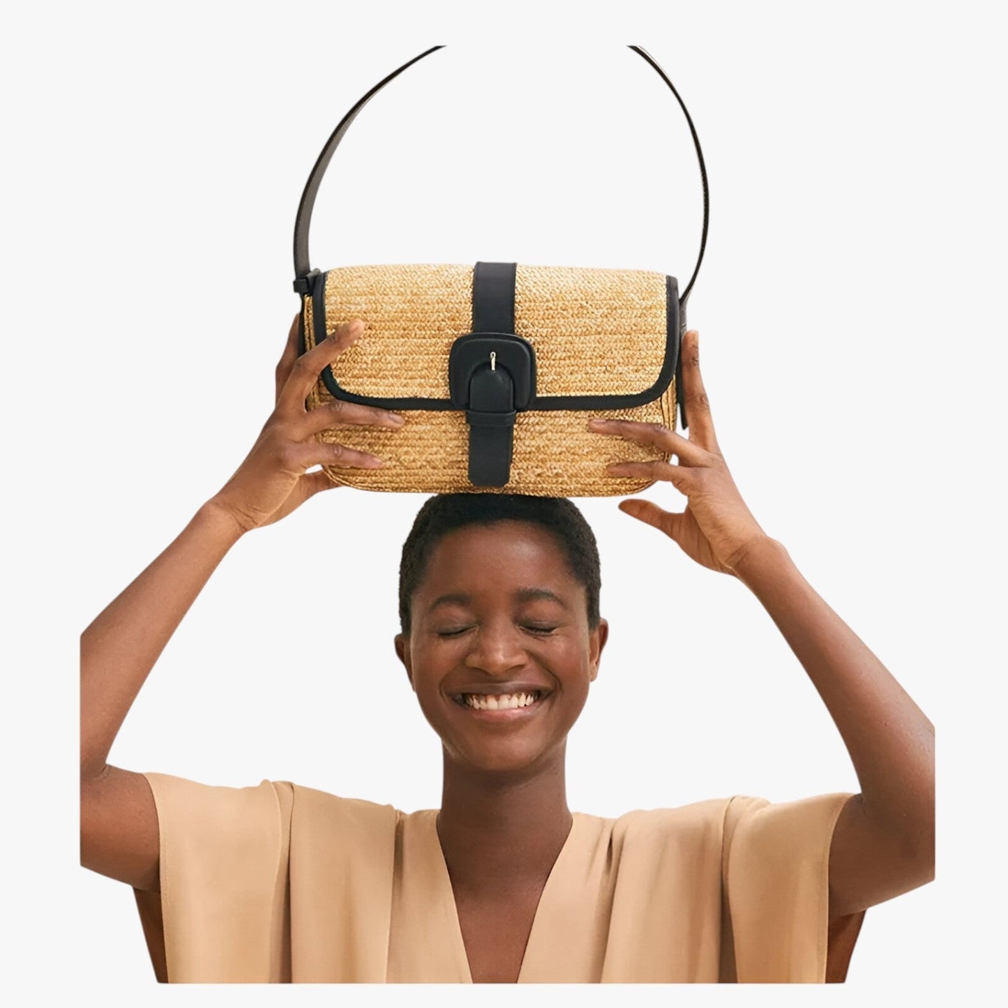 Borsa A Spalla Beige Intrecciata Donna — Ostuni, immagine 4