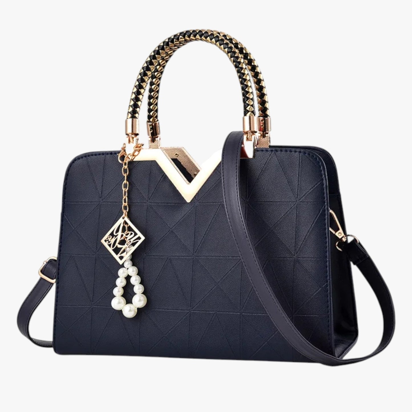 Borsa A Mano Multicolore Con Manici Gioiello Donna — Perla, immagine 6