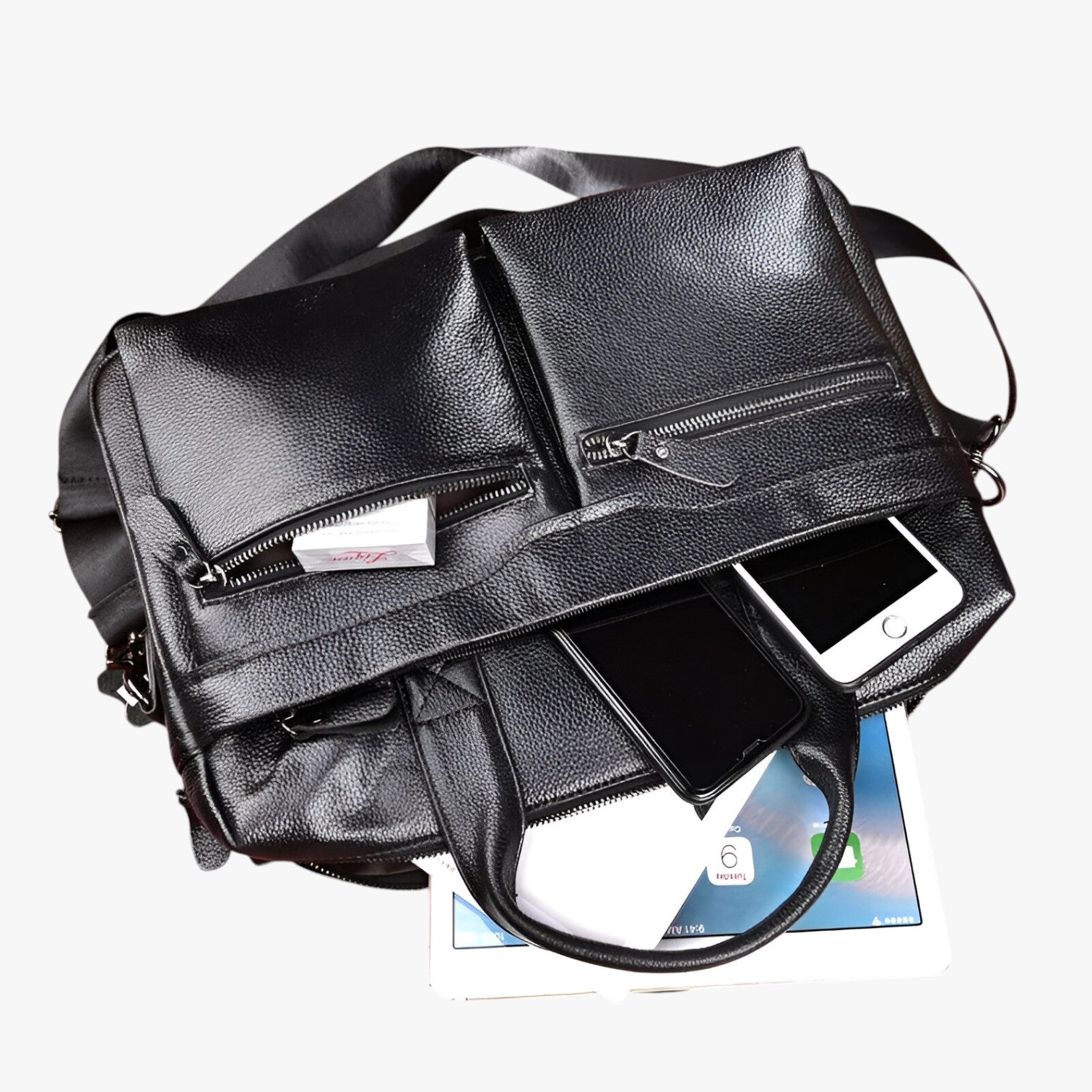 Borsa Portadocumenti Marrone Multiscomparto Uomo — Cuneo, immagine 4