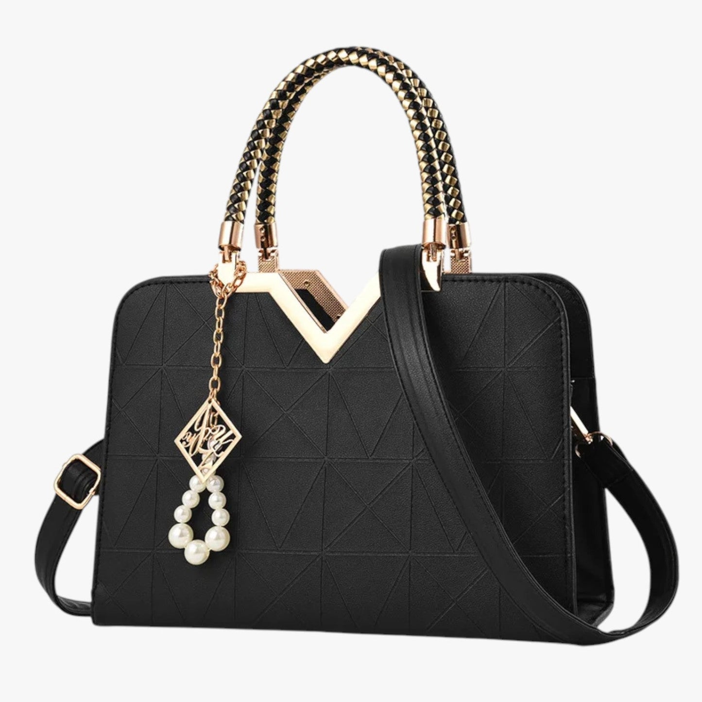 Borsa A Mano Multicolore Con Manici Gioiello Donna — Perla, immagine 5