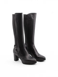 Stivali Neri In Pelle Da Donna Con Tacco 7,5 Cm E Plateau 2 Cm, immagine 1
