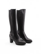 Stivali Neri In Pelle Da Donna Con Tacco 7,5 Cm E Plateau 2 Cm, immagine 1