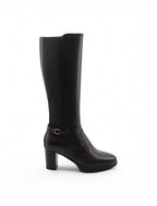Stivali Neri In Pelle Da Donna Con Tacco 7,5 Cm E Plateau 2 Cm, immagine 2