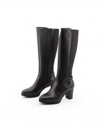 Stivali Neri In Pelle Da Donna Con Tacco 7,5 Cm E Plateau 2 Cm, immagine 3