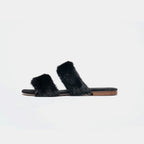 IBIZA - Slipper con doppia fascia in visone (Nero)
