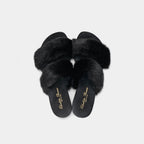 IBIZA - Slipper con doppia fascia in visone (Nero)