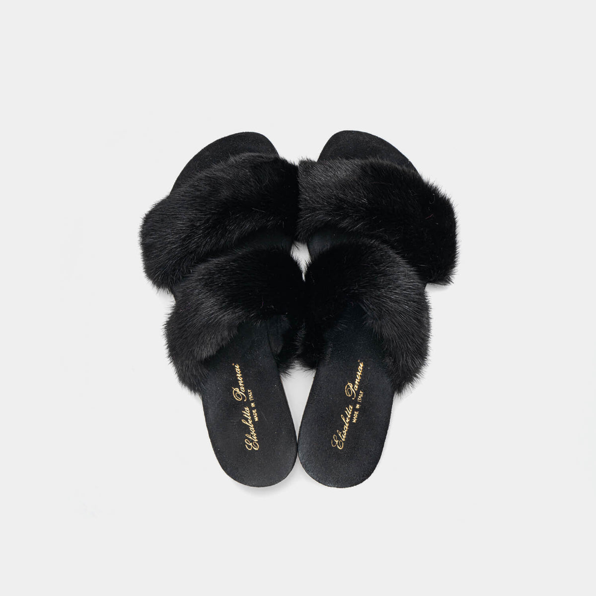 IBIZA - Slipper con doppia fascia in visone (Nero)