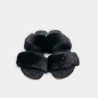 IBIZA - Slipper con doppia fascia in visone (Nero)