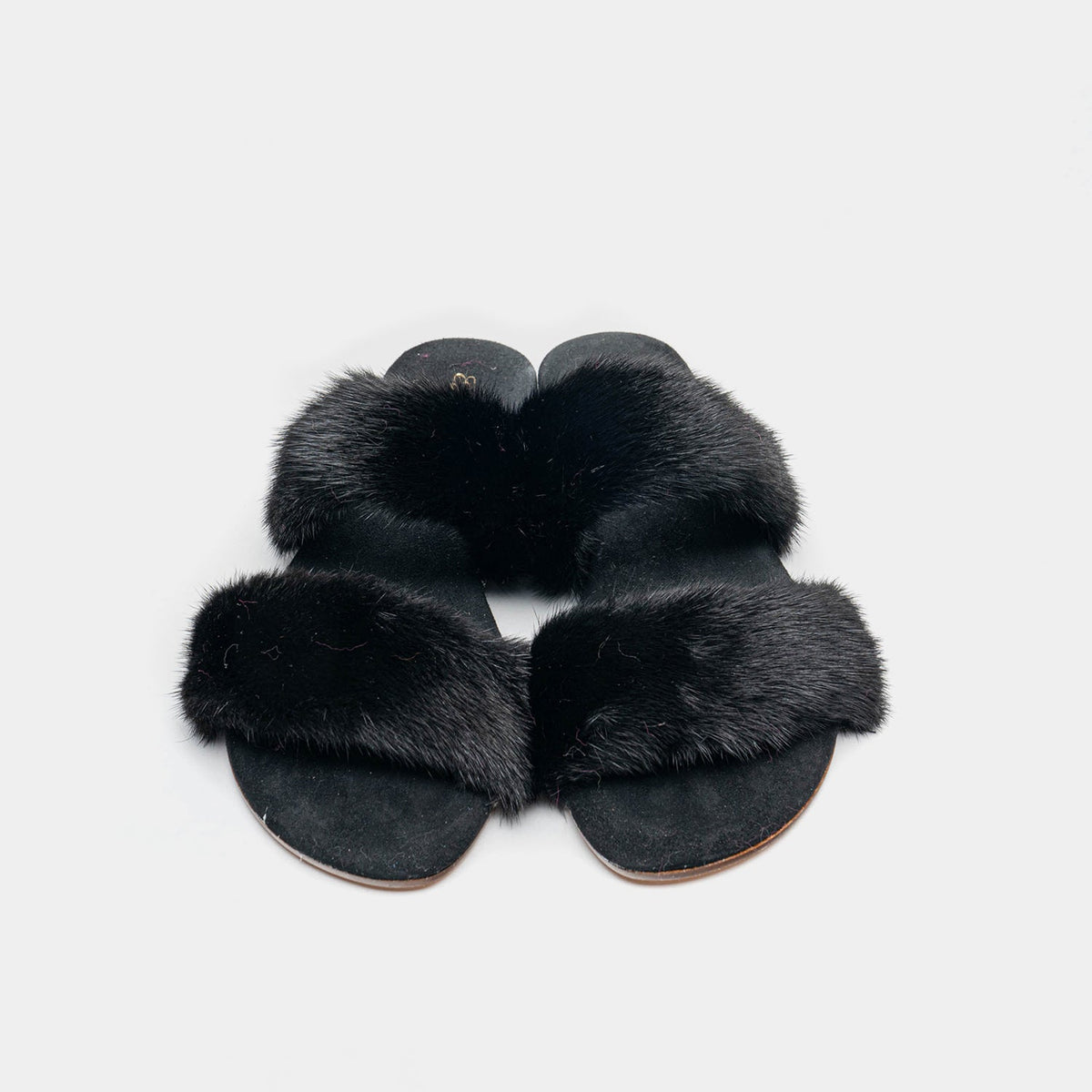 IBIZA - Slipper con doppia fascia in visone (Nero)