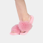 Pantofole Rosa Da Donna Con Pelliccia Di Volpe, Visone E Suola In Gomma, immagine 2