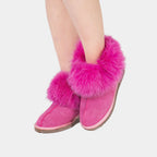 Stivaletti Fucsia In Pelle Scamosciata Da Donna Con Pelliccia Di Volpe, immagine 2