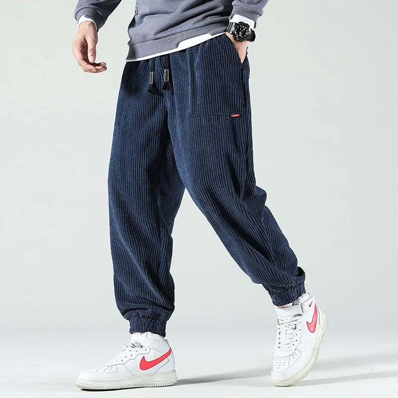 Pantaloni In Velluto A Coste Da Uomo Con Coulisse E Tasche, immagine 1