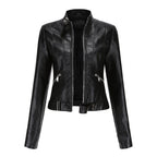 Giacca Biker Da Donna Con Collo Alto E Zip Frontale, immagine 1