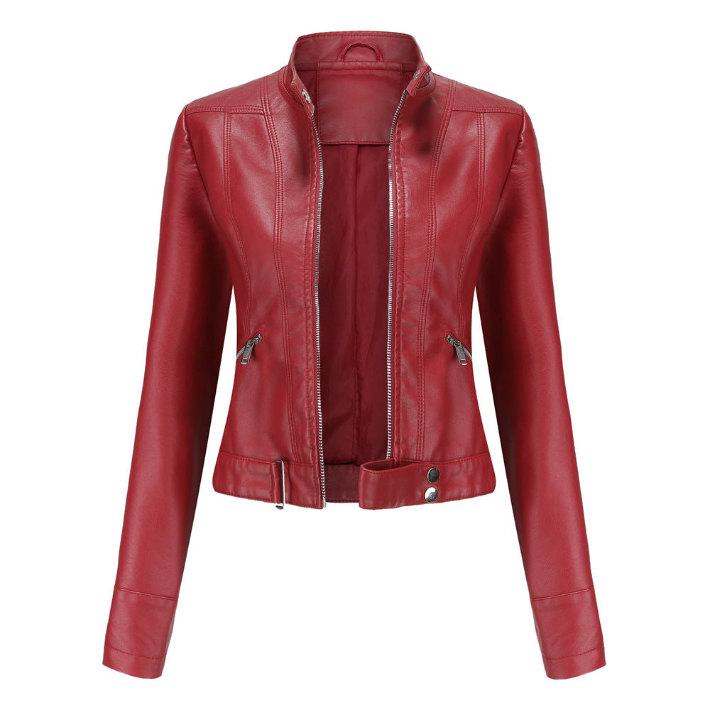 Giacca Biker Da Donna Con Collo Alto E Zip Frontale, immagine 5