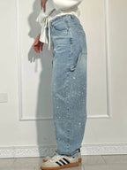 Jeans Balloon Da Donna A Gamba Larga Con Dettagli Brillanti, immagine 6