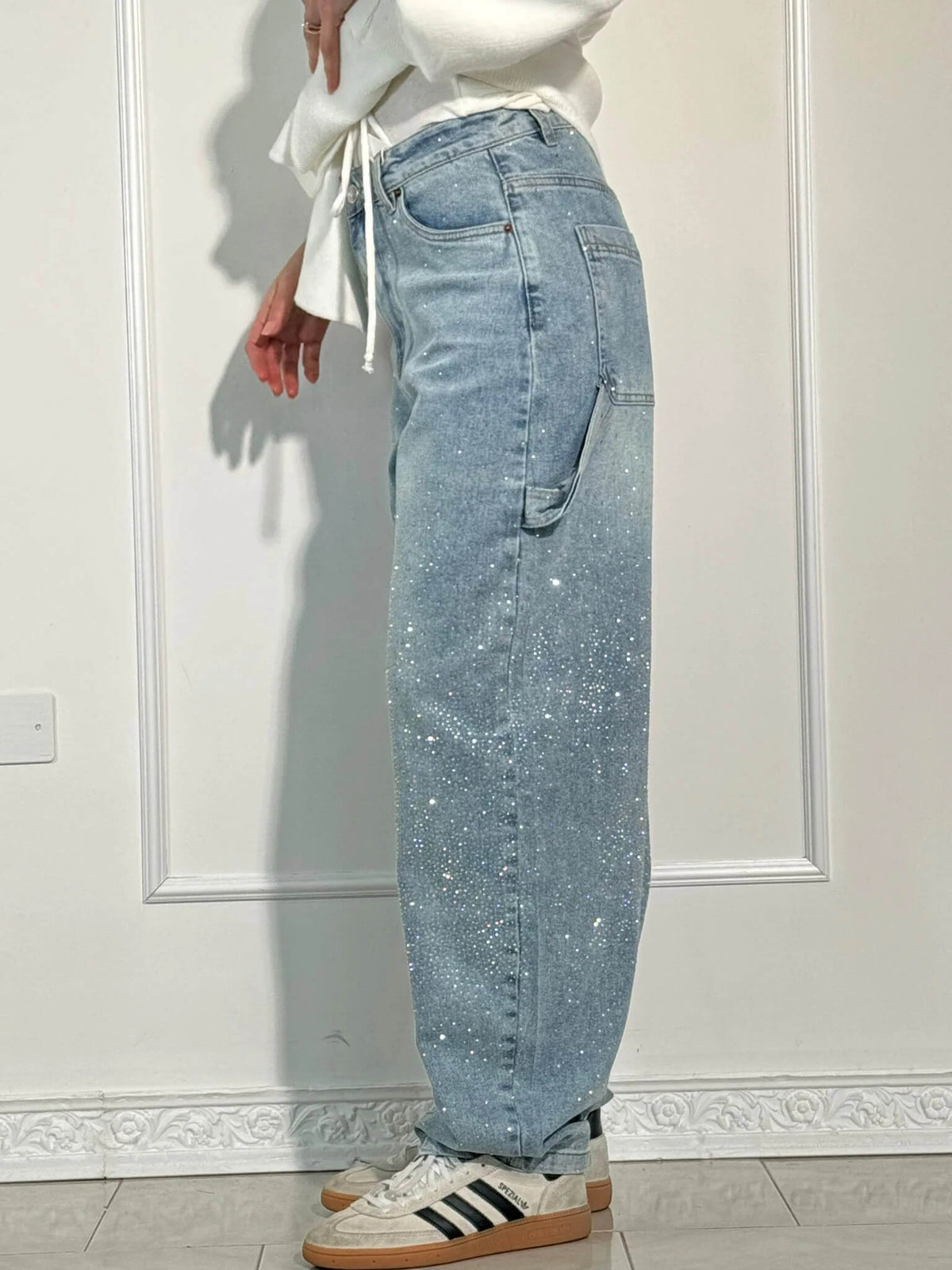 Jeans Balloon Da Donna A Gamba Larga Con Dettagli Brillanti, immagine 6