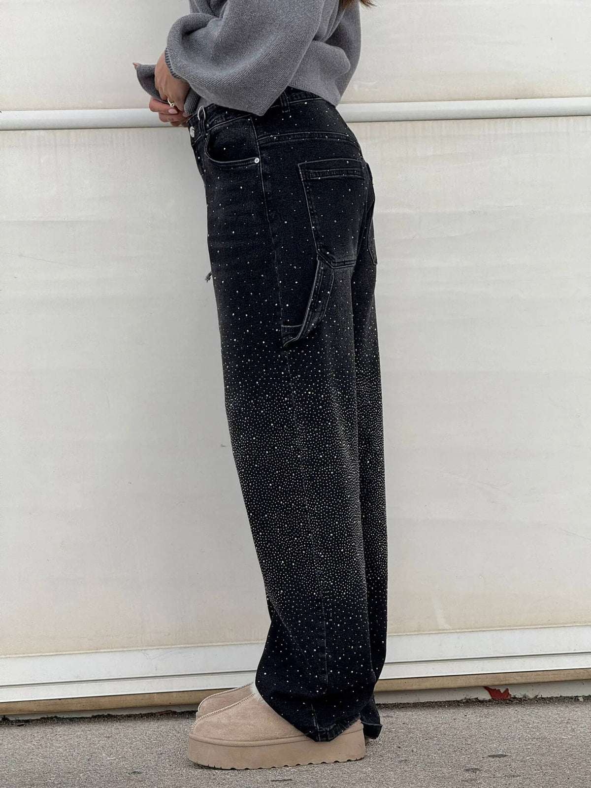 Jeans Balloon Da Donna A Gamba Larga Con Dettagli Brillanti, immagine 8