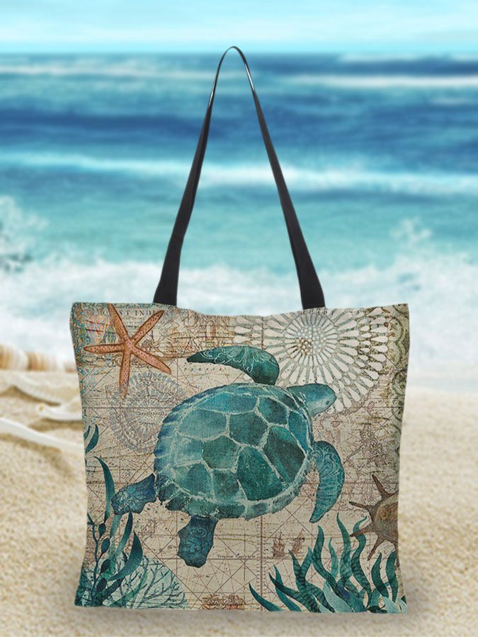 Borsa Tote Mare Multicolore Stampata Donna — Marina, immagine 3