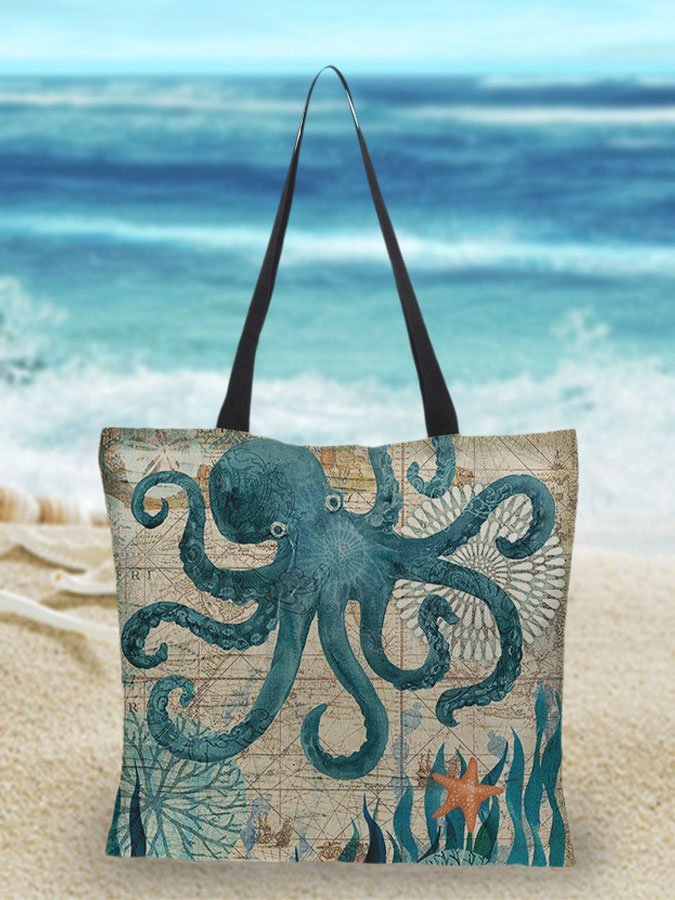 Borsa Tote Mare Multicolore Stampata Donna — Marina, immagine 4