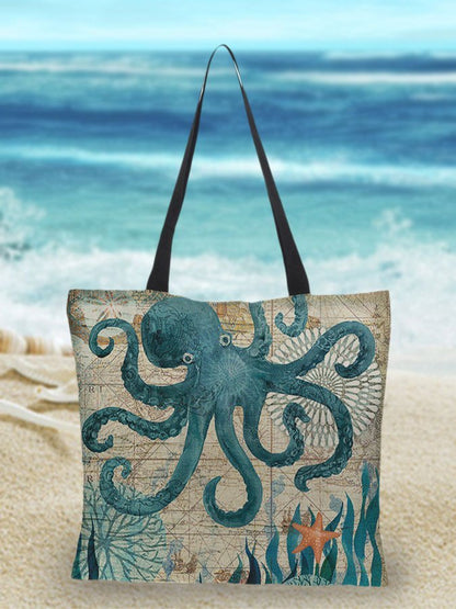 Borsa Tote Mare Multicolore Stampata Donna — Marina, immagine 4