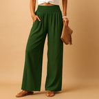 Pantaloni A Vita Alta Da Donna Con Gamba Larga E Tasche, immagine 7